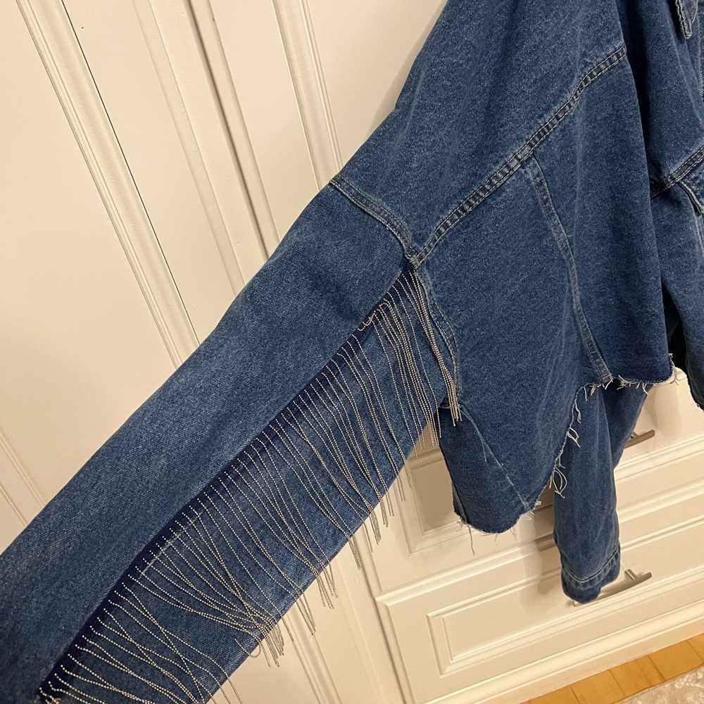 ALTARD STATE rhinestone fringe jean jacket SIZE S/M